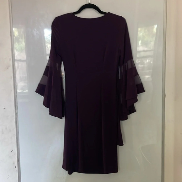 R&M Richards Plum Jewel Gathered Surplice Wrap Dress Size 8P - Picture 9 of 11